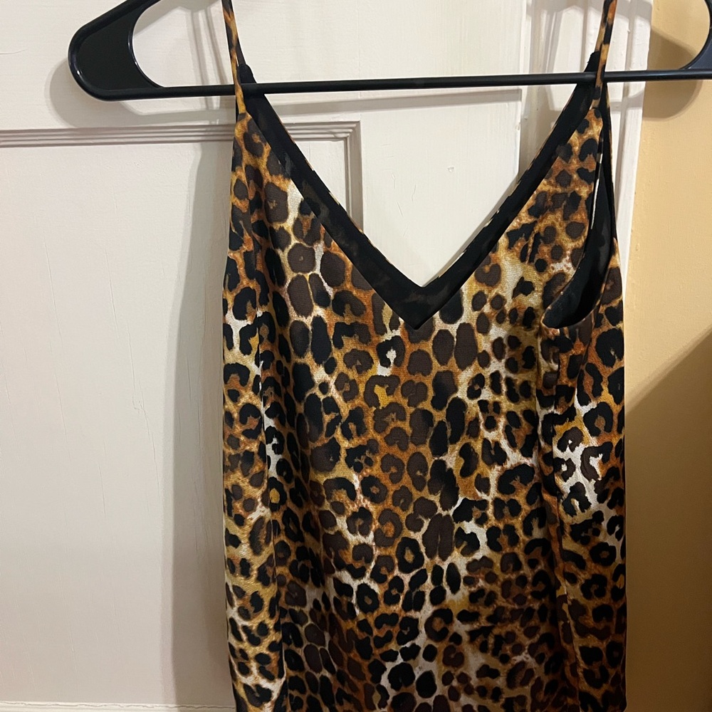 Express Leopard Print V-Neck Top